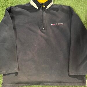 Tommy Hilfiger black quarter zip sweatshirt‎ Size XL #preppy #loungewear